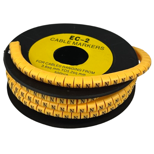 Grippes (N) Cable Marker 3.6mm to 5.2mm Color Yellow 1roll 500pcs) EC-2Y