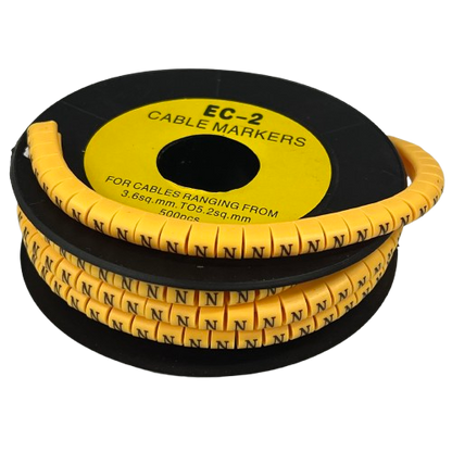 Grippes (N) Cable Marker 3.6mm to 5.2mm Color Yellow 1roll 500pcs) EC-2Y