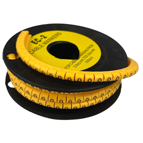Grippes (Q) Cable Marker 3.6mm to 5.2mm Color Yellow 1roll 500pcs) EC-2Y