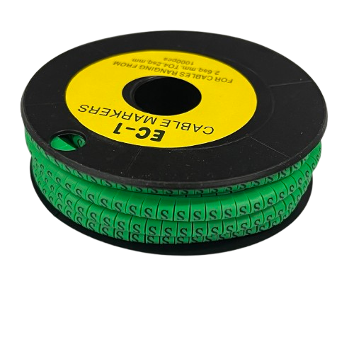 Cable (S) Marker EC-1 Green 2.6mm to 4.2mm 1000pcs 1 Roll   EC-1G(S)  Wire Tagging