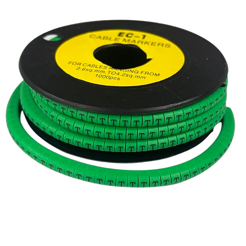 Cable (T) Marker EC-1 Green 2.6mm to 4.2mm 1000pcs 1 Roll   EC-1G(T)  Wire Tagging