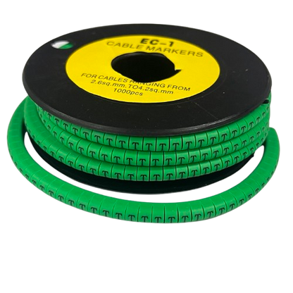 Cable (T) Marker EC-1 Green 2.6mm to 4.2mm 1000pcs 1 Roll   EC-1G(T)  Wire Tagging