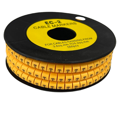 Grippes (T) Cable Marker 3.6mm to 5.2mm Color Yellow 1roll 500pcs) EC-2Y