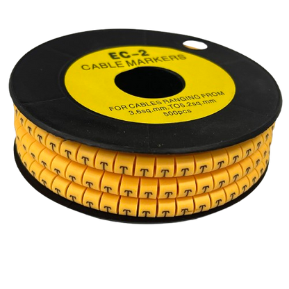 Grippes (T) Cable Marker 3.6mm to 5.2mm Color Yellow 1roll 500pcs) EC-2Y