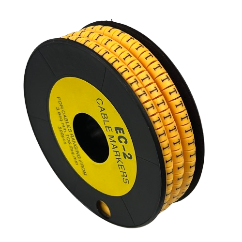 Grippes (T) Cable Marker 3.6mm to 5.2mm Color Yellow 1roll 500pcs) EC-2Y