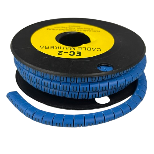 Grippes (U) Cable Marker 3.6mm to 5.2mm Color Blue 1roll 500pcs EC-2B