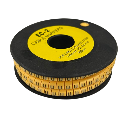 Grippes (U) Cable Marker 3.6mm to 5.2mm Color Yellow 1roll 500pcs) EC-2Y