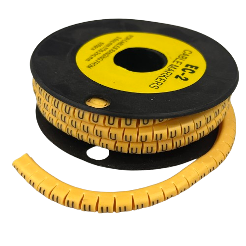 Grippes (U) Cable Marker 3.6mm to 5.2mm Color Yellow 1roll 500pcs) EC-2Y