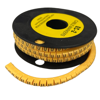 Grippes (U) Cable Marker 3.6mm to 5.2mm Color Yellow 1roll 500pcs) EC-2Y