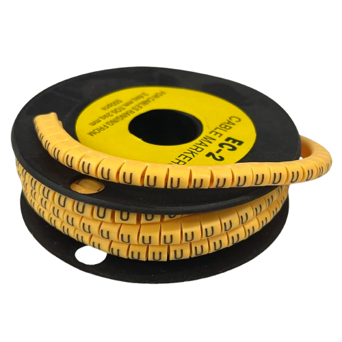 Grippes (U) Cable Marker 3.6mm to 5.2mm Color Yellow 1roll 500pcs) EC-2Y