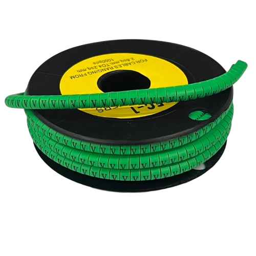 Cable (V) Marker EC-1 Green 2.6mm to 4.2mm 1000pcs 1 Roll   EC-1G(V)