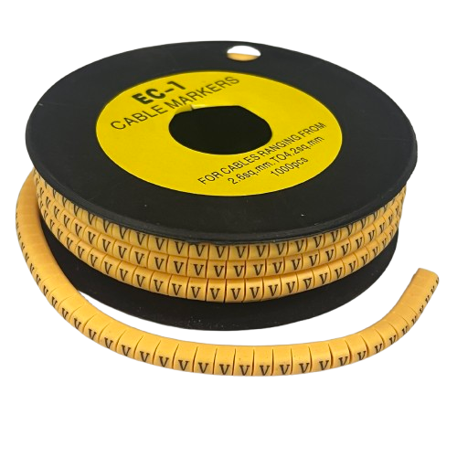 Cable (V) Marker 2.6mm to 4.2mm ( 1000pcs) Yellow EC-1Y