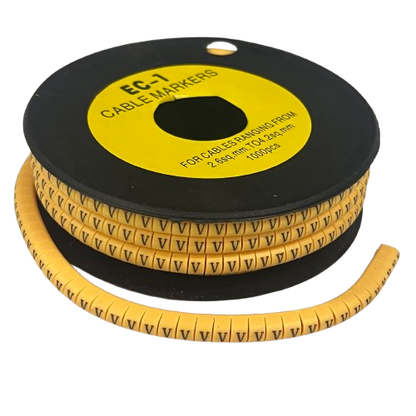 Cable (V) Marker 2.6mm to 4.2mm ( 1000pcs) Yellow EC-1Y