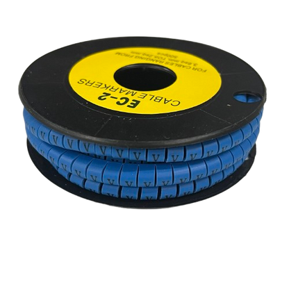 Grippes (V) Cable Marker 3.6mm to 5.2mm Color Blue 1roll 500pcs EC-2B