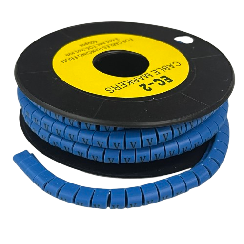 Grippes (V) Cable Marker 3.6mm to 5.2mm Color Blue 1roll 500pcs EC-2B