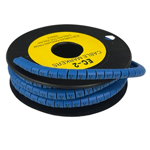 Grippes (V) Cable Marker 3.6mm to 5.2mm Color Blue 1roll 500pcs EC-2B