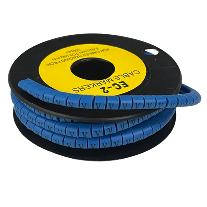 Grippes (V) Cable Marker 3.6mm to 5.2mm Color Blue 1roll 500pcs EC-2B