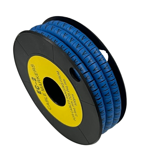 Grippes (V) Cable Marker 3.6mm to 5.2mm Color Blue 1roll 500pcs EC-2B