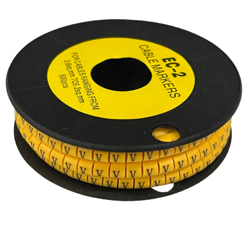 Grippes (V) Cable Marker 3.6mm to 5.2mm Color Yellow 1roll 500pcs) EC-2Y