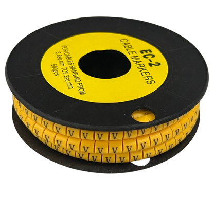 Grippes (V) Cable Marker 3.6mm to 5.2mm Color Yellow 1roll 500pcs) EC-2Y