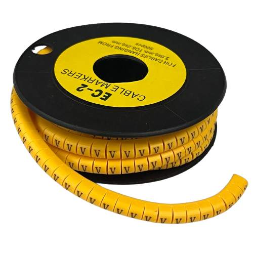 Grippes (V) Cable Marker 3.6mm to 5.2mm Color Yellow 1roll 500pcs) EC-2Y