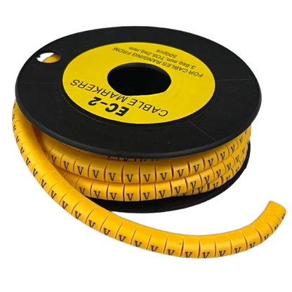 Grippes (V) Cable Marker 3.6mm to 5.2mm Color Yellow 1roll 500pcs) EC-2Y