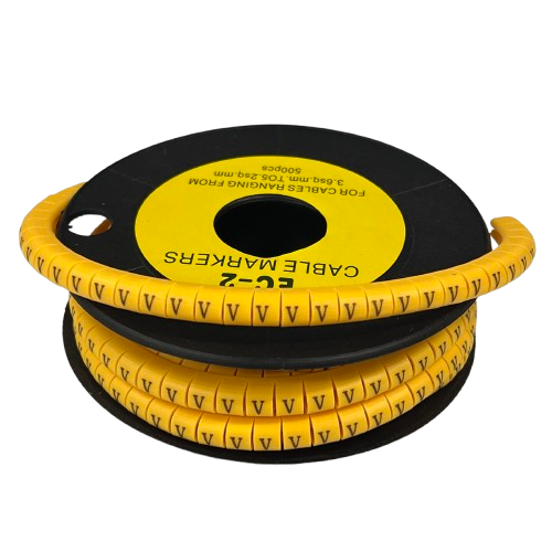 Grippes (V) Cable Marker 3.6mm to 5.2mm Color Yellow 1roll 500pcs) EC-2Y