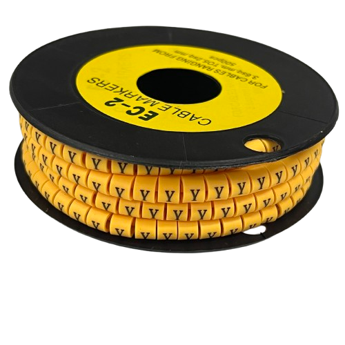 Grippes (Y) Cable Marker 3.6mm to 5.2mm Color Yellow 1roll 500pcs) EC-2Y  Wire Tagging