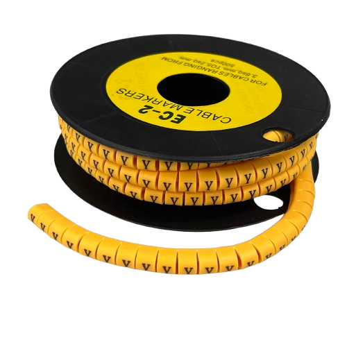 Grippes (Y) Cable Marker 3.6mm to 5.2mm Color Yellow 1roll 500pcs) EC-2Y  Wire Tagging