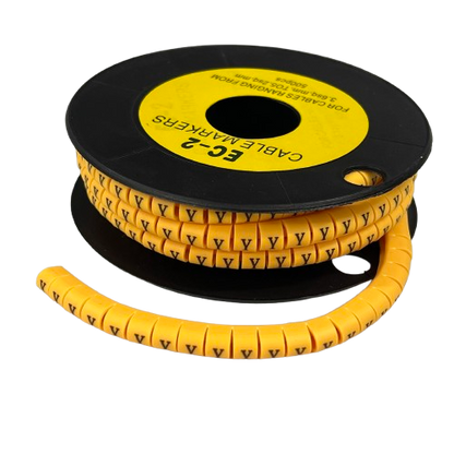 Grippes (Y) Cable Marker 3.6mm to 5.2mm Color Yellow 1roll 500pcs) EC-2Y  Wire Tagging