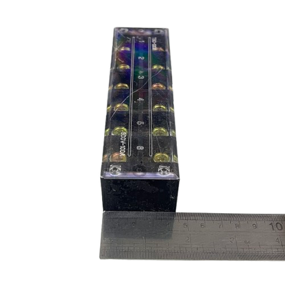 Grippes 100A 6 Pairs Terminal Block clear plastic distribution block with brass screws and ruler