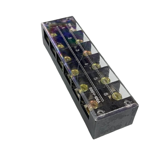 Grippes 100A 6 Pairs Terminal Block clear plastic cover brass screw terminals rectangular connector
