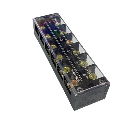 Grippes 100A 6 Pairs Terminal Block clear plastic cover brass screw terminals rectangular connector
