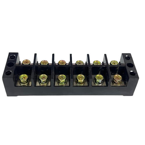 Grippes 100A 6 Pairs Terminal Block black screw terminal strip with six pair brass screws and mounting holes