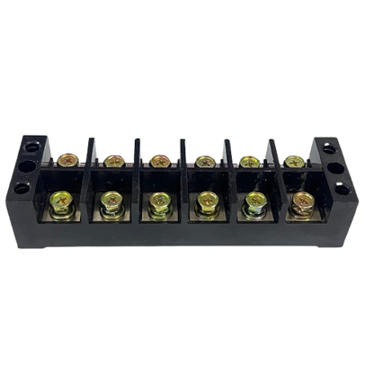 Grippes 100A 6 Pairs Terminal Block black screw terminal strip with six pair brass screws and mounting holes