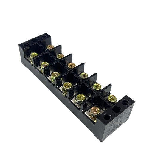 Grippes 100A 6 Pairs Terminal Block black plastic connector with brass screws and two mounting holes