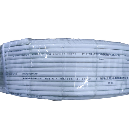 Hansen RG6 200 Meters White CCTV Coaxial Cable Pure Copper Shielded RG6-Q 75 Ohms