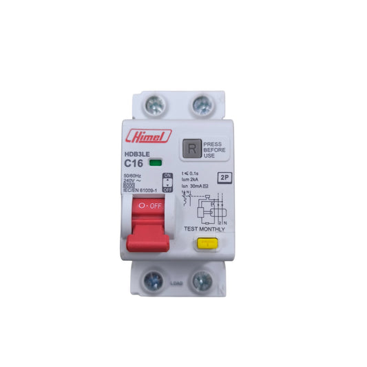 Himel 16A 2Pole 30mA 6 KAIC 220V Residual Current Operated Circuit Breaker RCBO with Overload Protection HDB3LE2C16