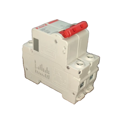 Electx Electrical Supply white dual pole DIN rail Circuit Breaker 32A 2Pole 6 KAIC with red toggle