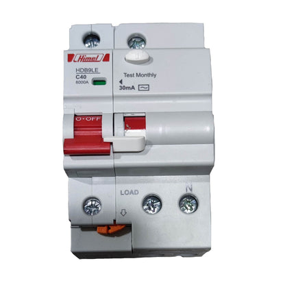 Electrical circuit breaker with visible brand logo on a white background