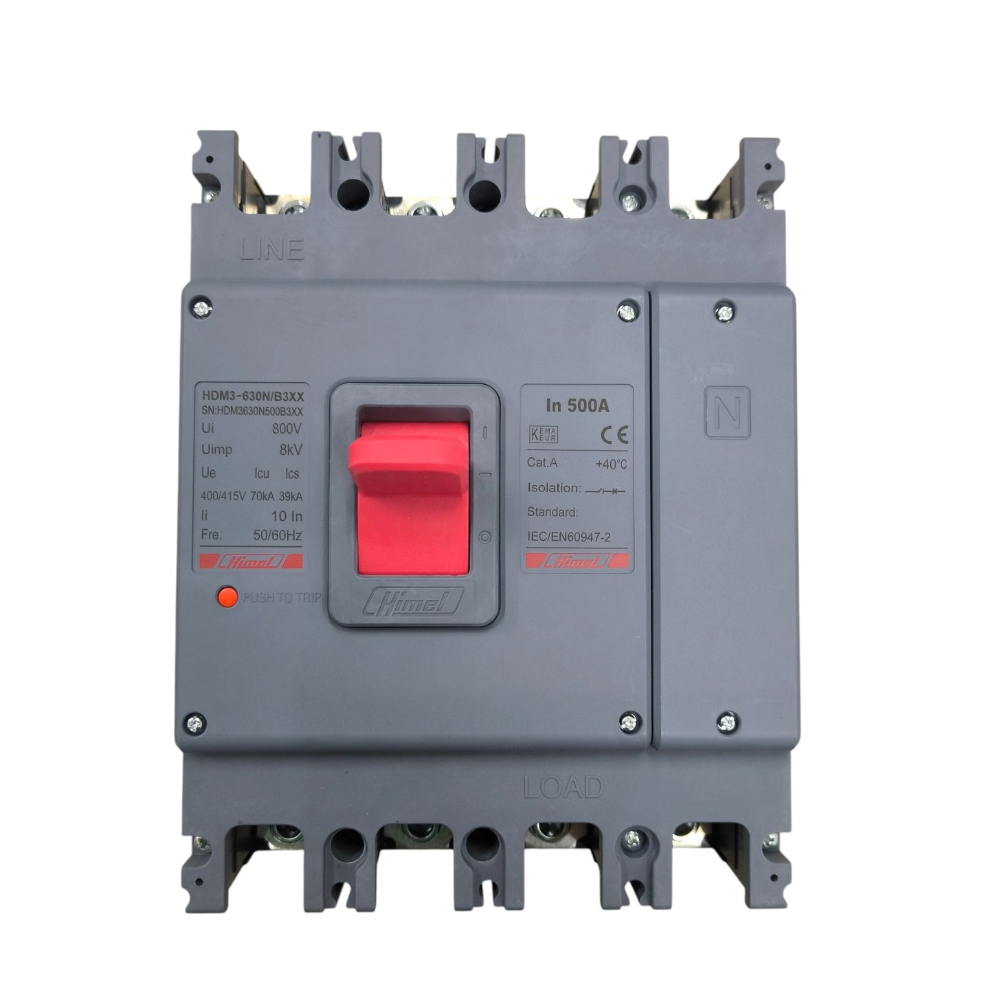 Himel 500A 4 Pole 220V Industrial Circuit Breaker MCCB 70 KAIC 400V HDM3630N500B3XX