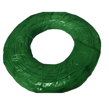Coiled green wire on a white background