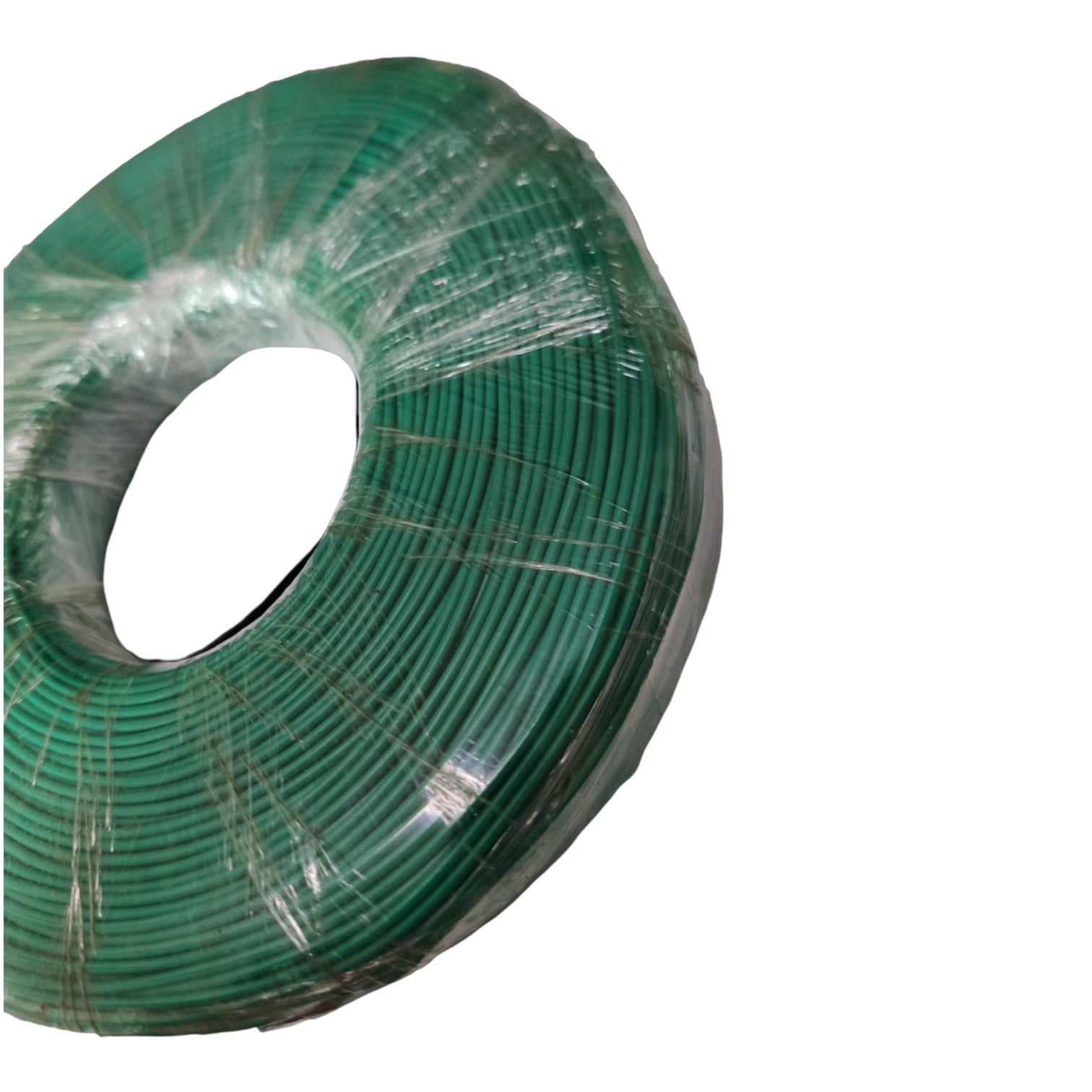 Green wire roll on a white background