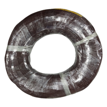 Coiled wire with a clear protective covering on a white background