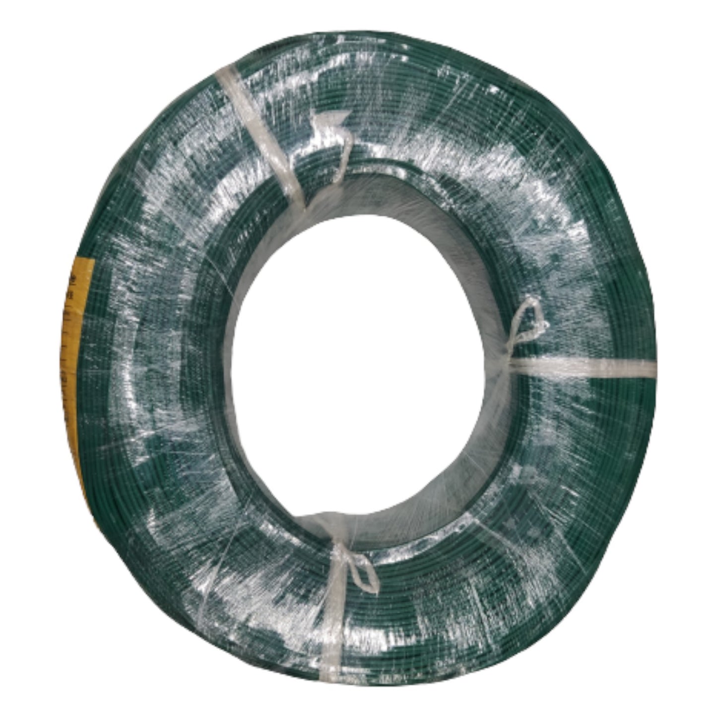 Spool of green wire on a white background