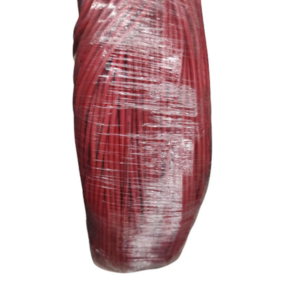Red cable with clear protective sheath on a white background