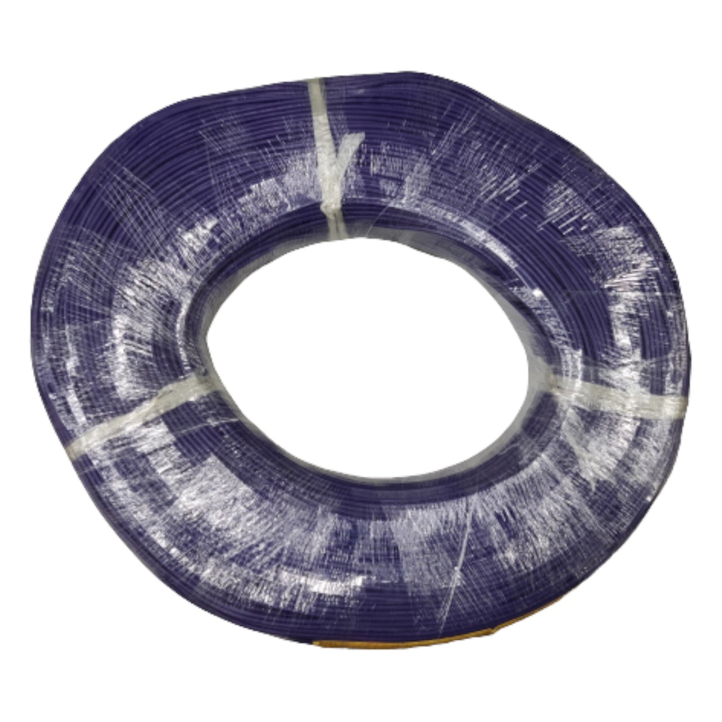 Coiled blue cable on a white background