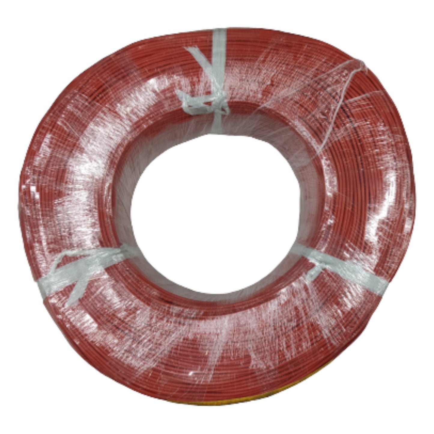 Red wire coil on a white background