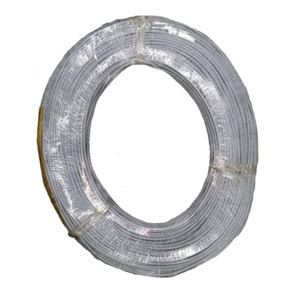 Coiled silver wire on a white background