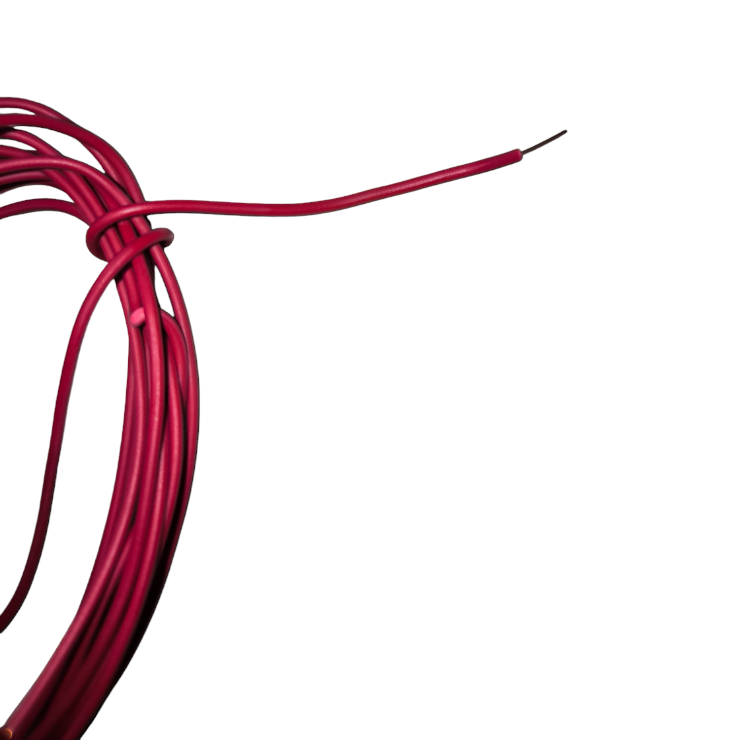 Red wire coil on a white background